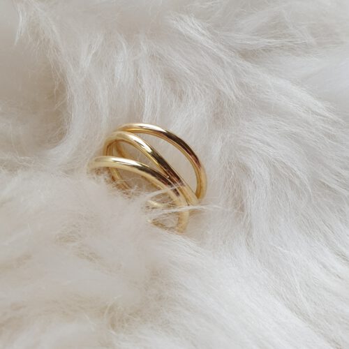 Wellenförmiger Rundprofilring in 750 Gelbgold